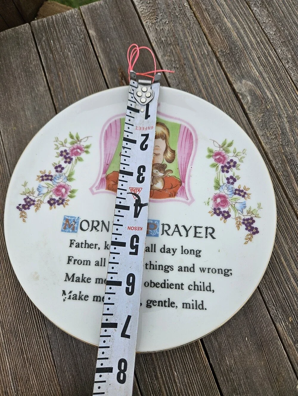 Vintage Morning Prayer Child Plate Norleans Japan Religious Nursery Decor Gold